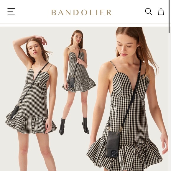 Bandolier crossbody iPhone 14 Pro Max phone wallet genuine black pebble leather - Picture 5 of 11